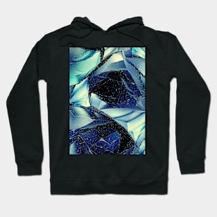 Abstract Blue and Green Roses Hoodie